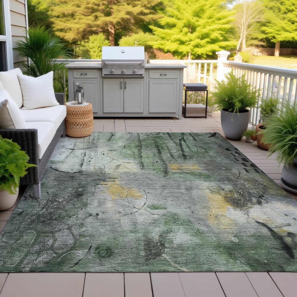 Machine Washable Indoor/Outdoor Chantille ACN2032 Pewter 5' x 7'6" Rug. Picture 7
