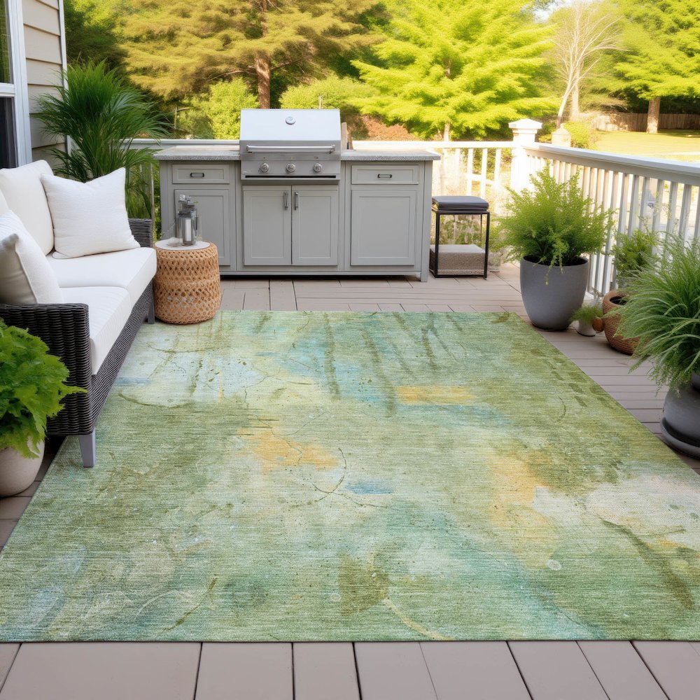 Machine Washable Indoor/Outdoor Chantille ACN2032 Sage 5' x 7'6" Rug. Picture 7