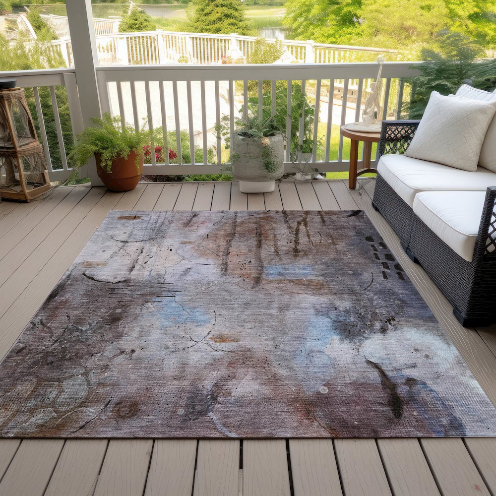 Machine Washable Indoor/Outdoor Chantille ACN2032 Taupe 5' x 7'6" Rug. Picture 8