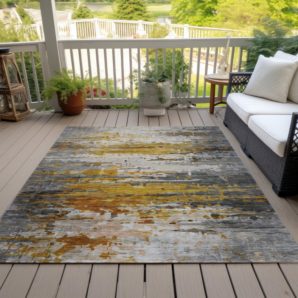 Machine Washable Indoor/Outdoor Chantille ACN2034 Copper 5' x 7'6" Rug. Picture 8