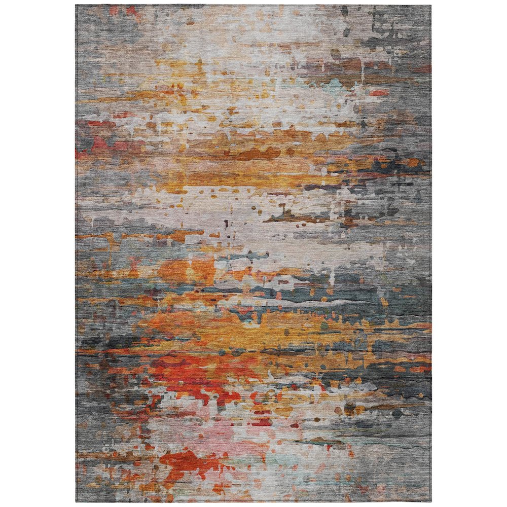 Machine Washable Indoor/Outdoor Chantille ACN2034 Terracotta 5' x 7'6" Rug. Picture 1