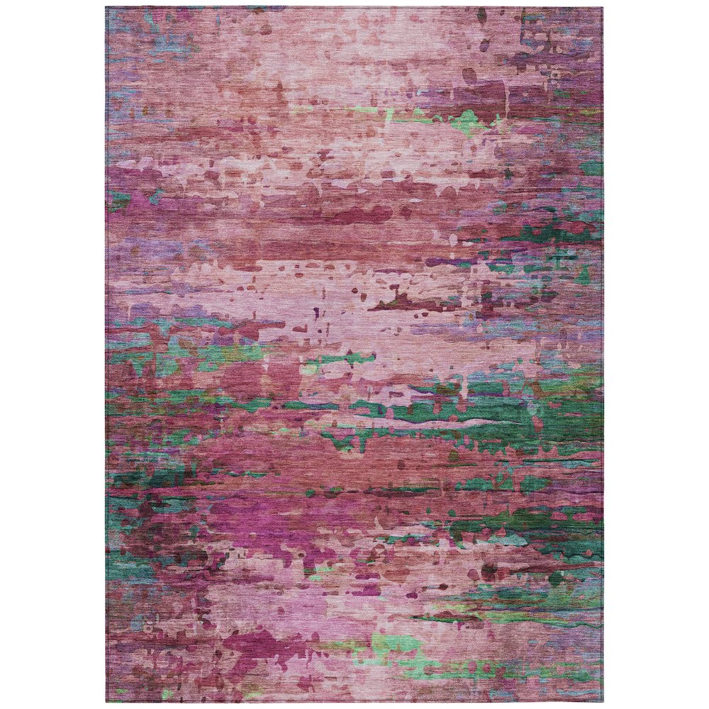 Machine Washable Indoor/Outdoor Chantille ACN2035 Pink 5' x 7'6" Rug. Picture 1