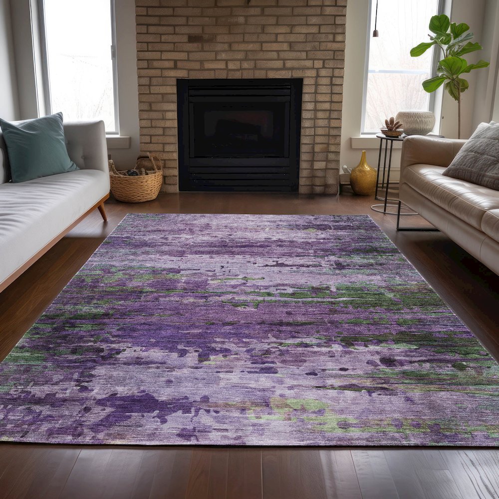 Machine Washable Indoor/Outdoor Chantille ACN2035 Purple 5' x 7'6" Rug. Picture 6