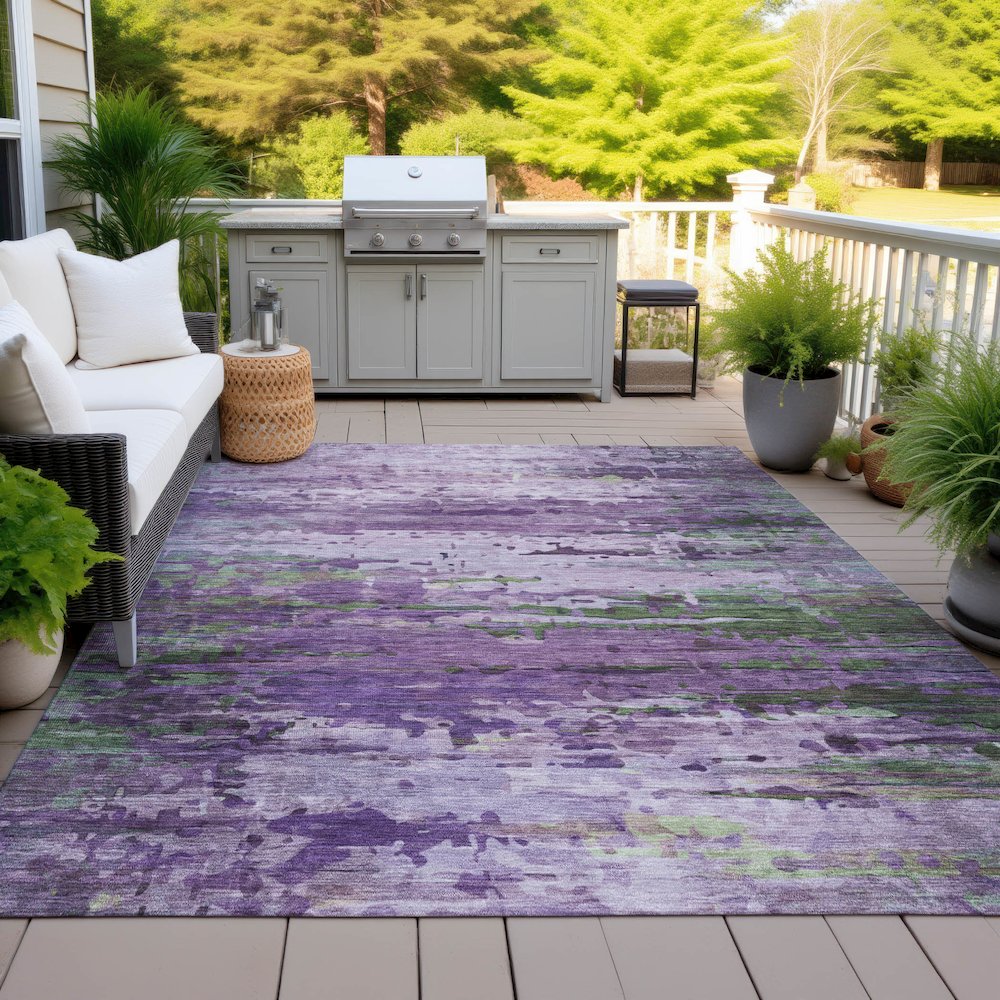 Machine Washable Indoor/Outdoor Chantille ACN2035 Purple 5' x 7'6" Rug. Picture 7
