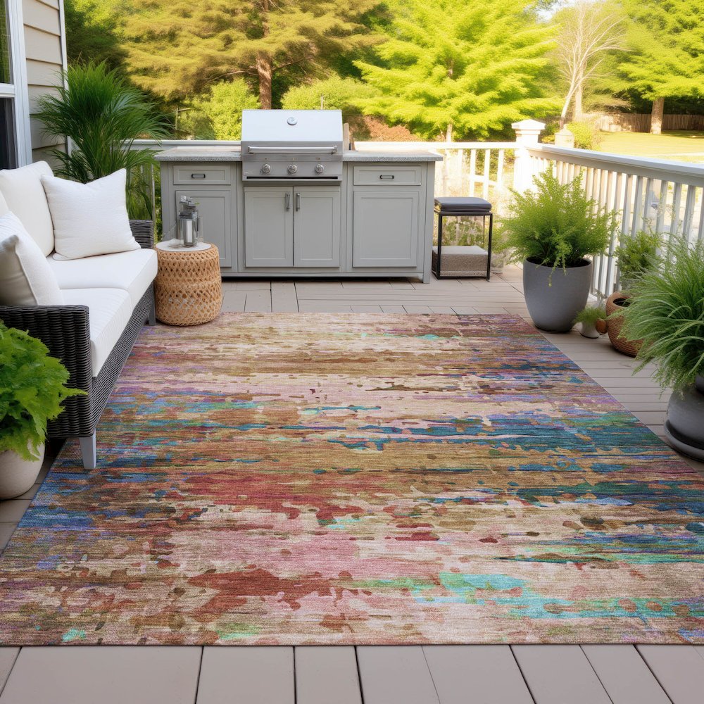 Machine Washable Indoor/Outdoor Chantille ACN2035 Sage 5' x 7'6" Rug. Picture 7
