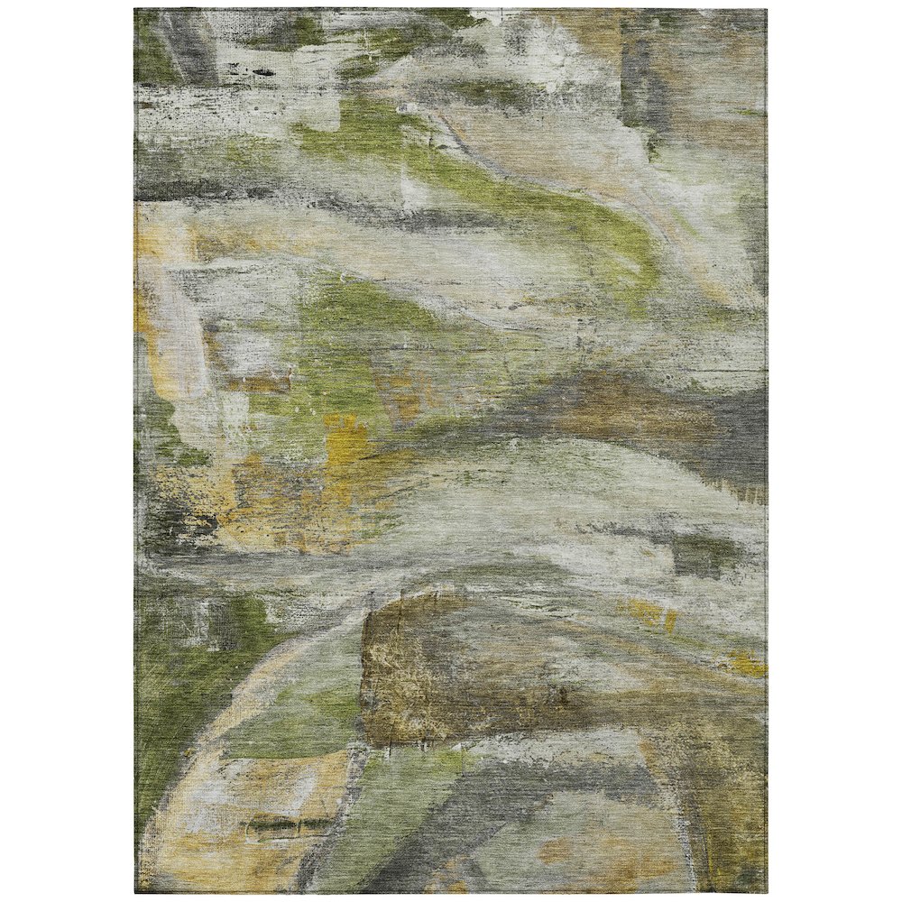Machine Washable Indoor/Outdoor Chantille ACN2039 Olive 5' x 7'6" Rug. Picture 1