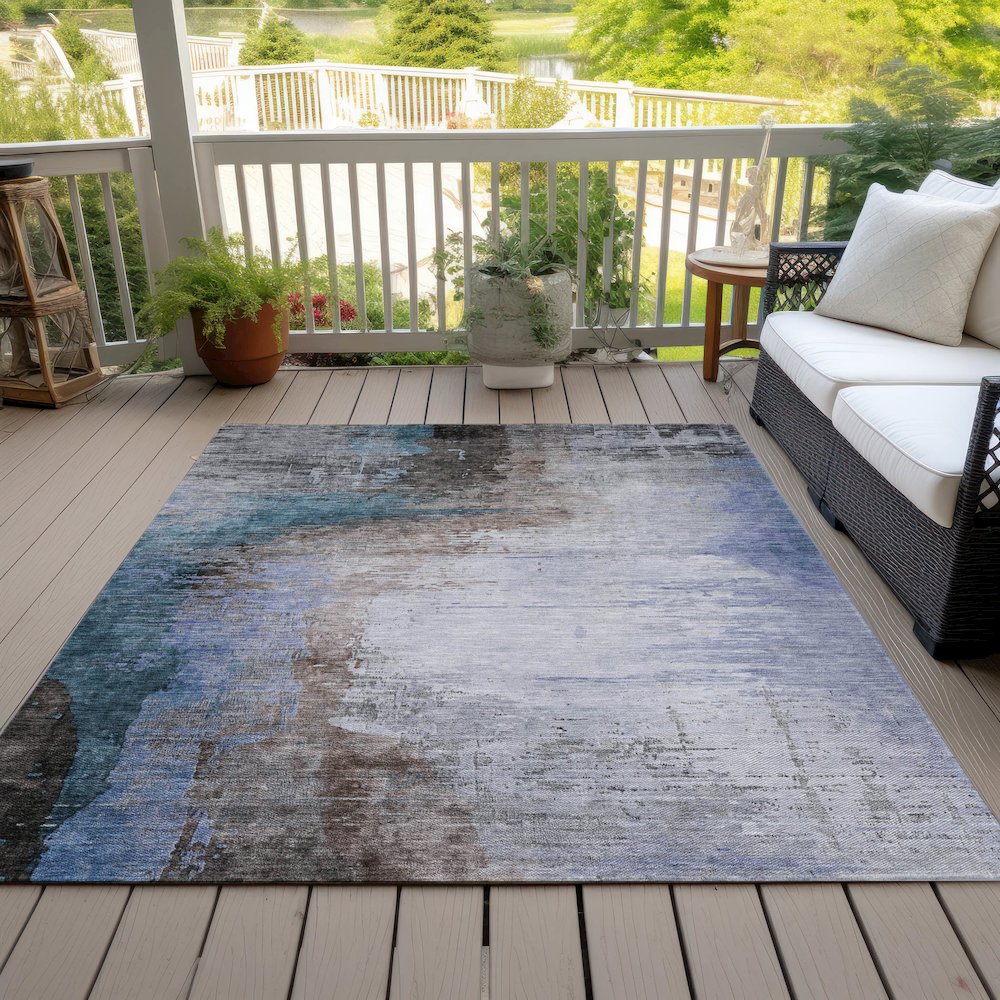 Machine Washable Indoor/Outdoor Chantille ACN2041 Brown 5' x 7'6" Rug. Picture 8