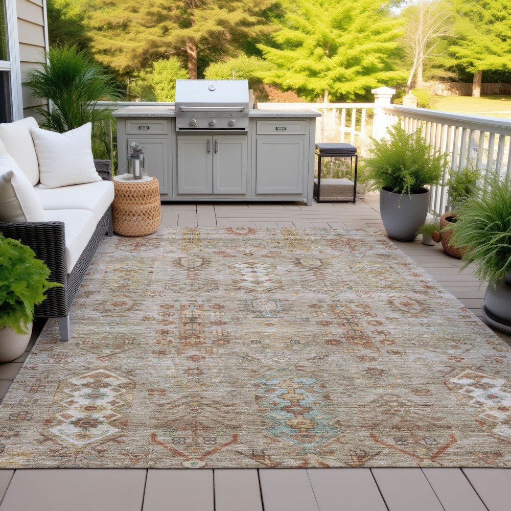 Machine Washable Indoor/Outdoor Chantille ACN2047 Beige 5' x 7'6" Rug. Picture 7