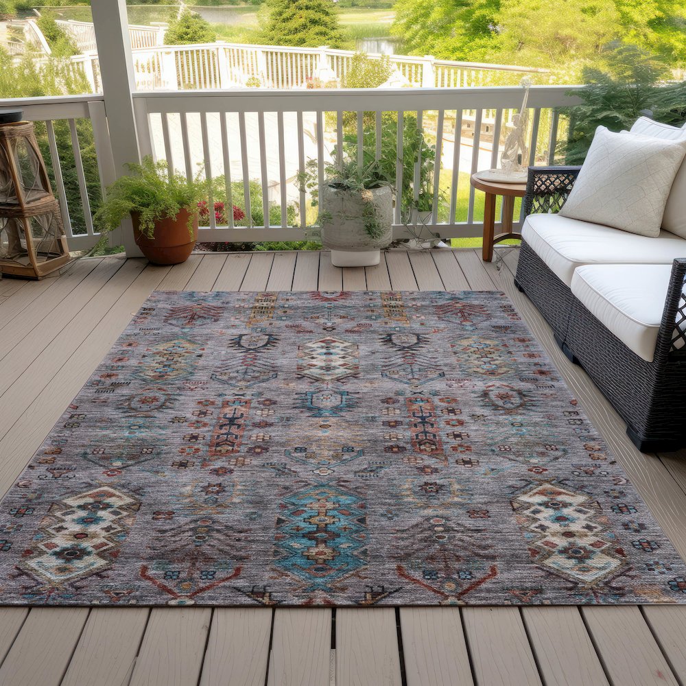 Machine Washable Indoor/Outdoor Chantille ACN2047 Gray 5' x 7'6" Rug. Picture 8