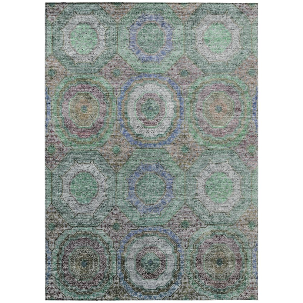 Machine Washable Indoor/Outdoor Chantille ACN2049 Green 5' x 7'6" Rug. Picture 1