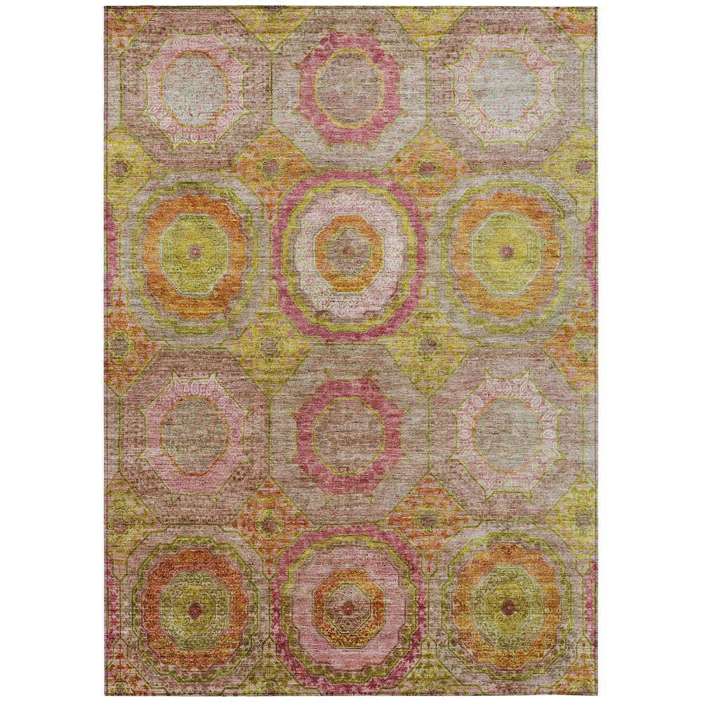 Machine Washable Indoor/Outdoor Chantille ACN2049 Orange 5' x 7'6" Rug. Picture 1