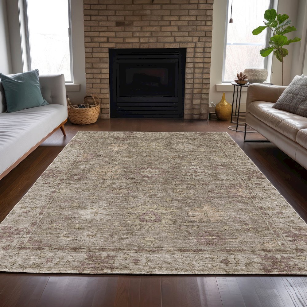 Machine Washable Indoor/Outdoor Chantille ACN2051 Khaki 5' x 7'6" Rug. Picture 6
