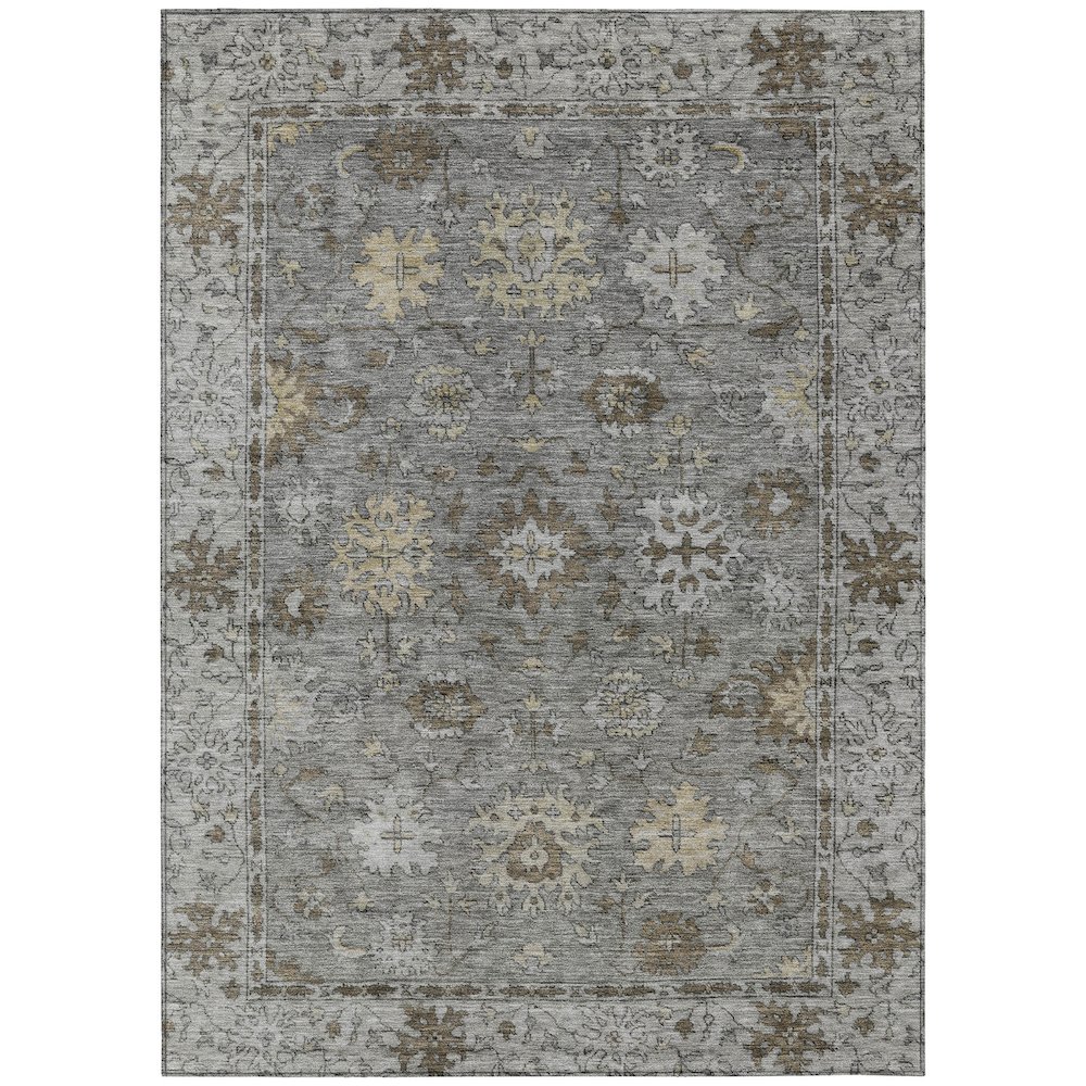 Machine Washable Indoor/Outdoor Chantille ACN2051 Pewter 5' x 7'6" Rug. Picture 1