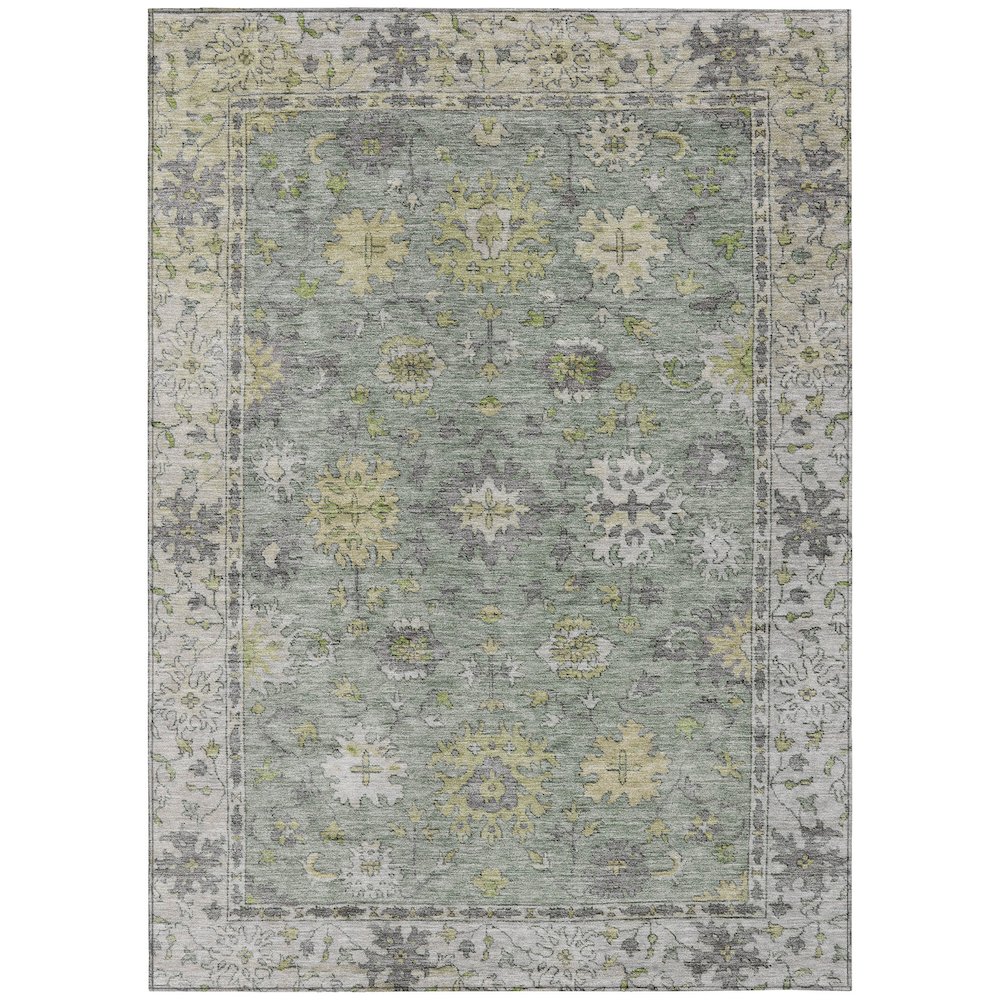 Machine Washable Indoor/Outdoor Chantille ACN2052 Sage 5' x 7'6" Rug. Picture 1