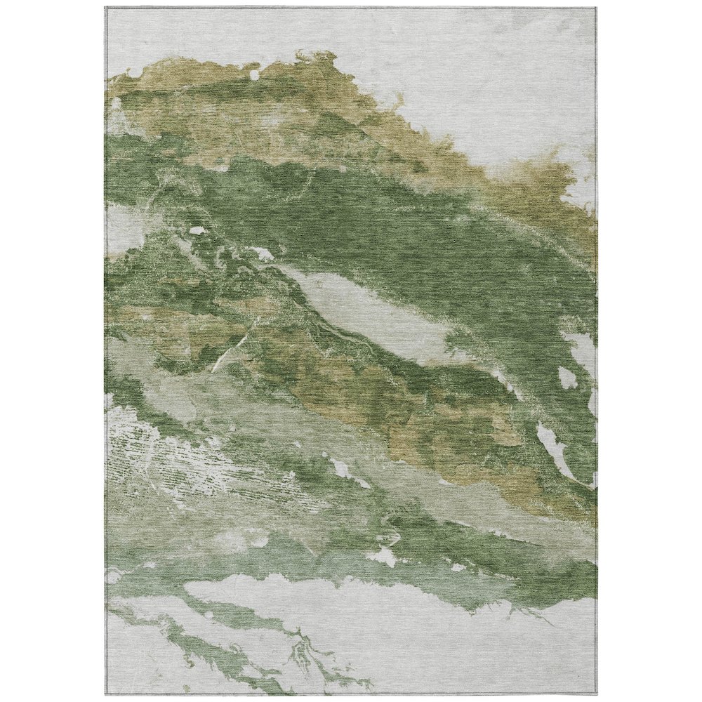 Machine Washable Indoor/Outdoor Chantille ACN2054 Green 5' x 7'6" Rug. Picture 1