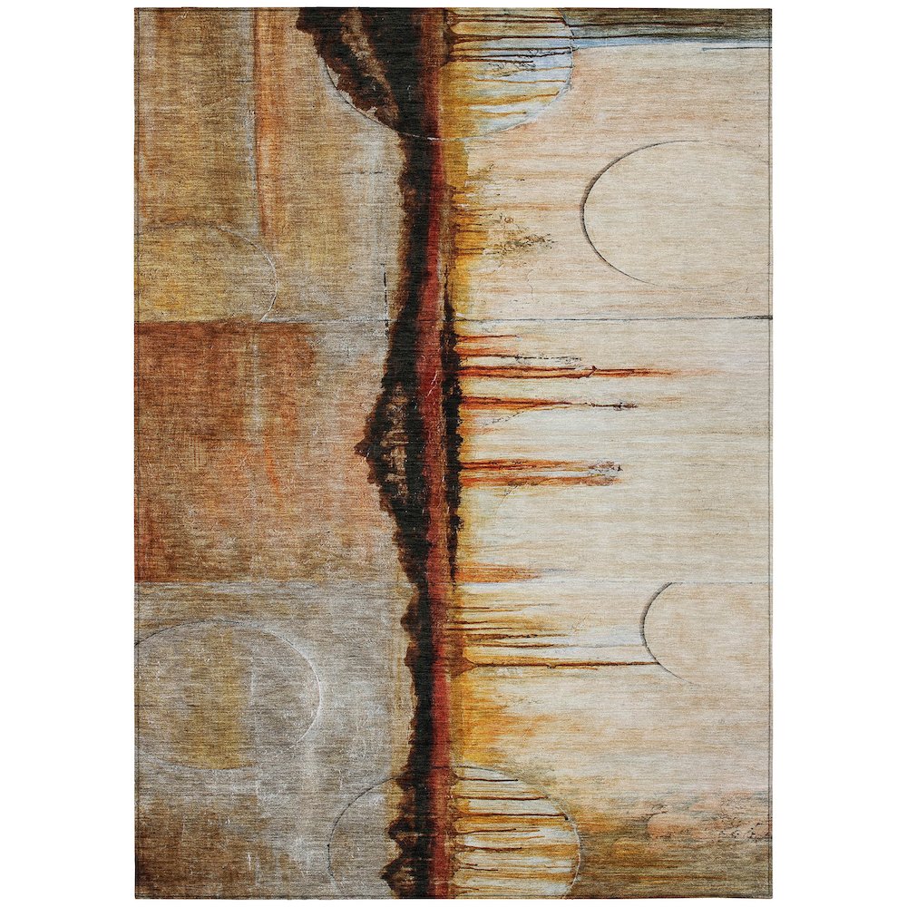 Machine Washable Indoor/Outdoor Chantille ACN2059 Paprika 5' x 7'6" Rug. Picture 1