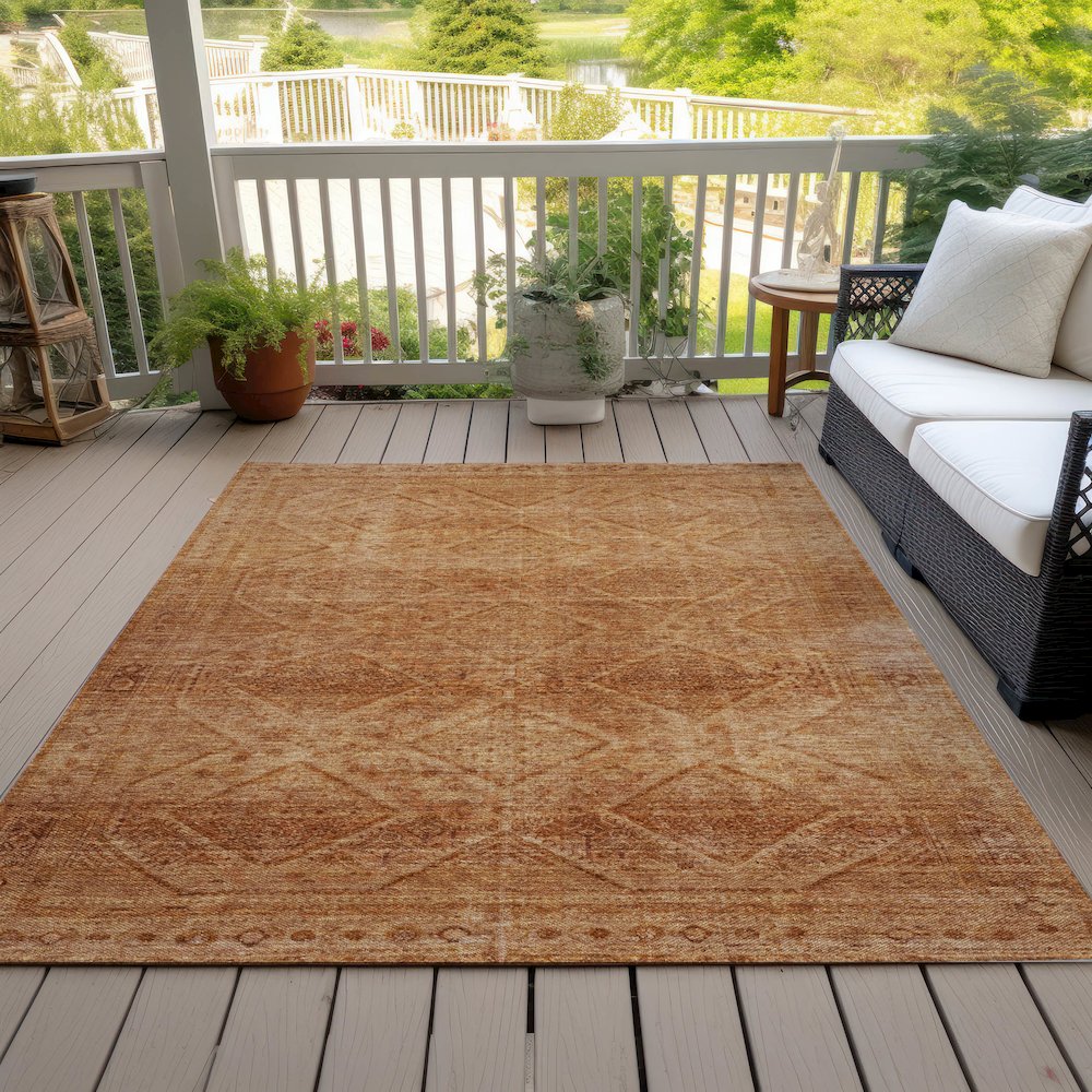 Machine Washable Indoor/Outdoor Chantille ACN2060 Copper 5' x 7'6" Rug. Picture 8
