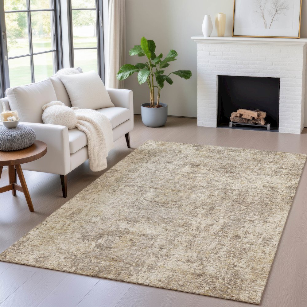 Machine Washable Indoor/Outdoor Chantille ACN2061 Taupe 5' x 7'6" Rug. Picture 5