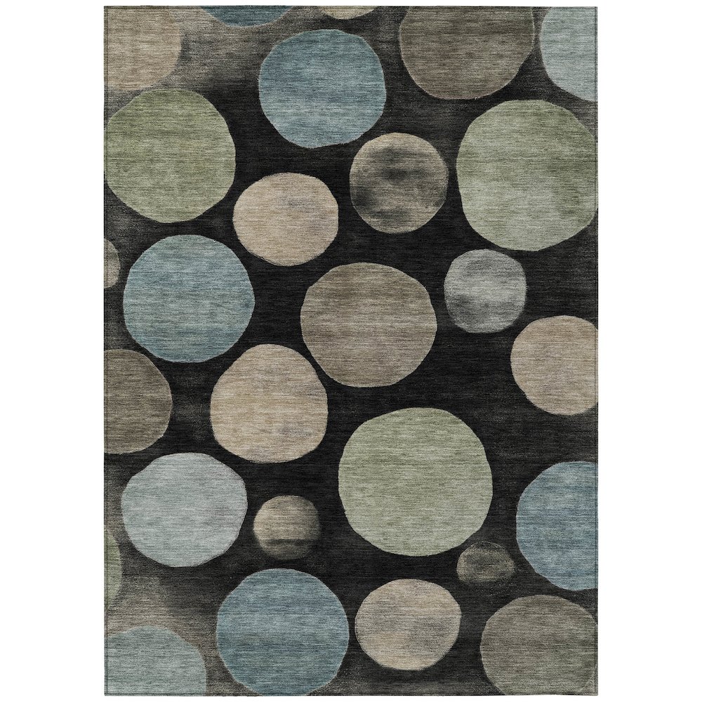 Machine Washable Indoor/Outdoor Chantille ACN2062 Black 5' x 7'6" Rug. Picture 1