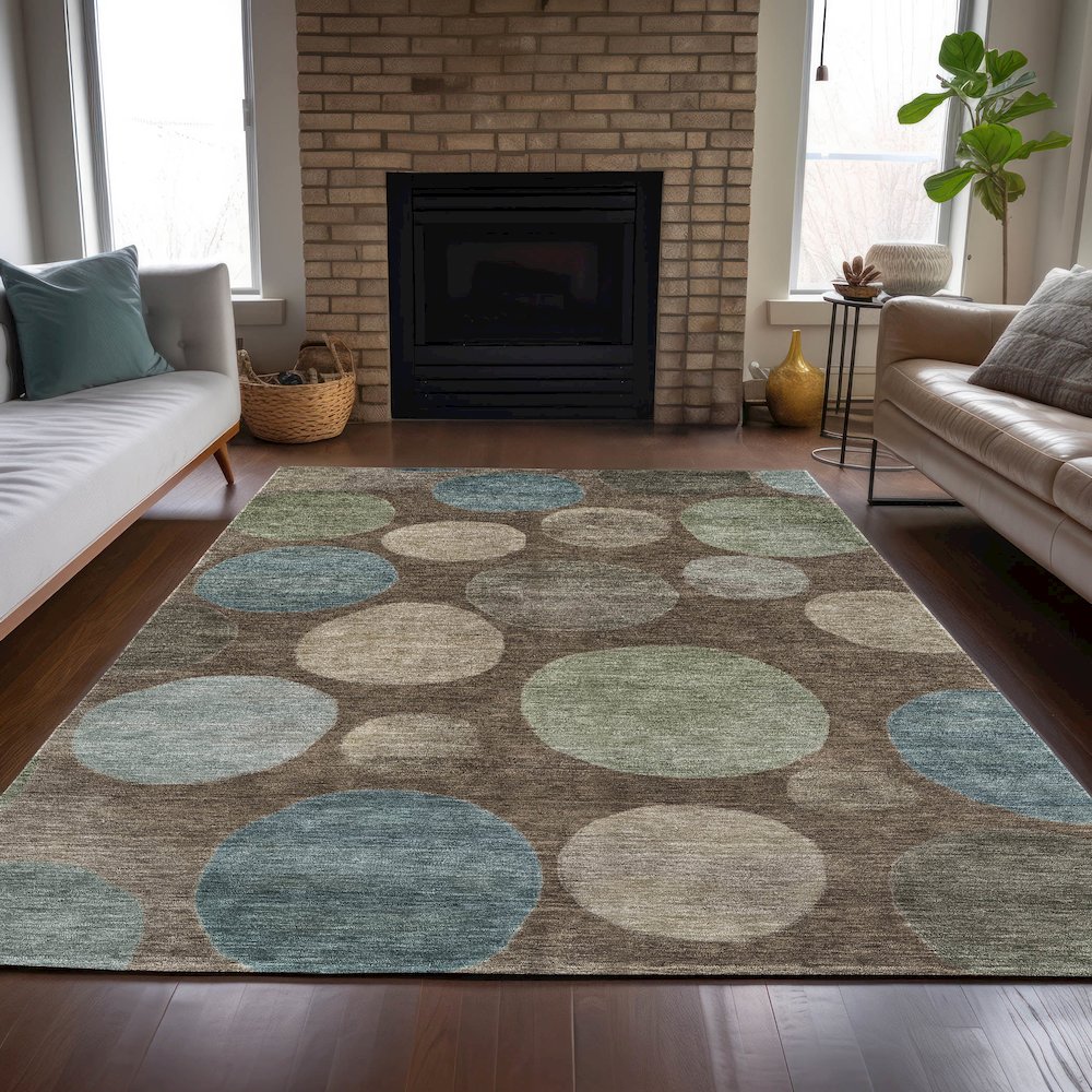 Machine Washable Indoor/Outdoor Chantille ACN2062 Chocolate 5' x 7'6" Rug. Picture 6
