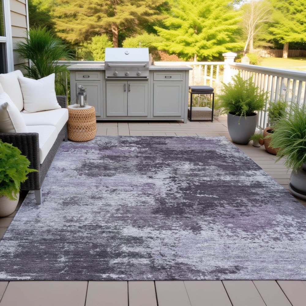 Machine Washable Indoor/Outdoor Chantille ACN2065 Purple 5' x 7'6" Rug. Picture 7