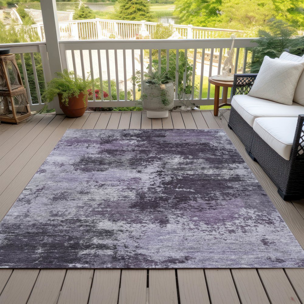 Machine Washable Indoor/Outdoor Chantille ACN2065 Purple 5' x 7'6" Rug. Picture 8