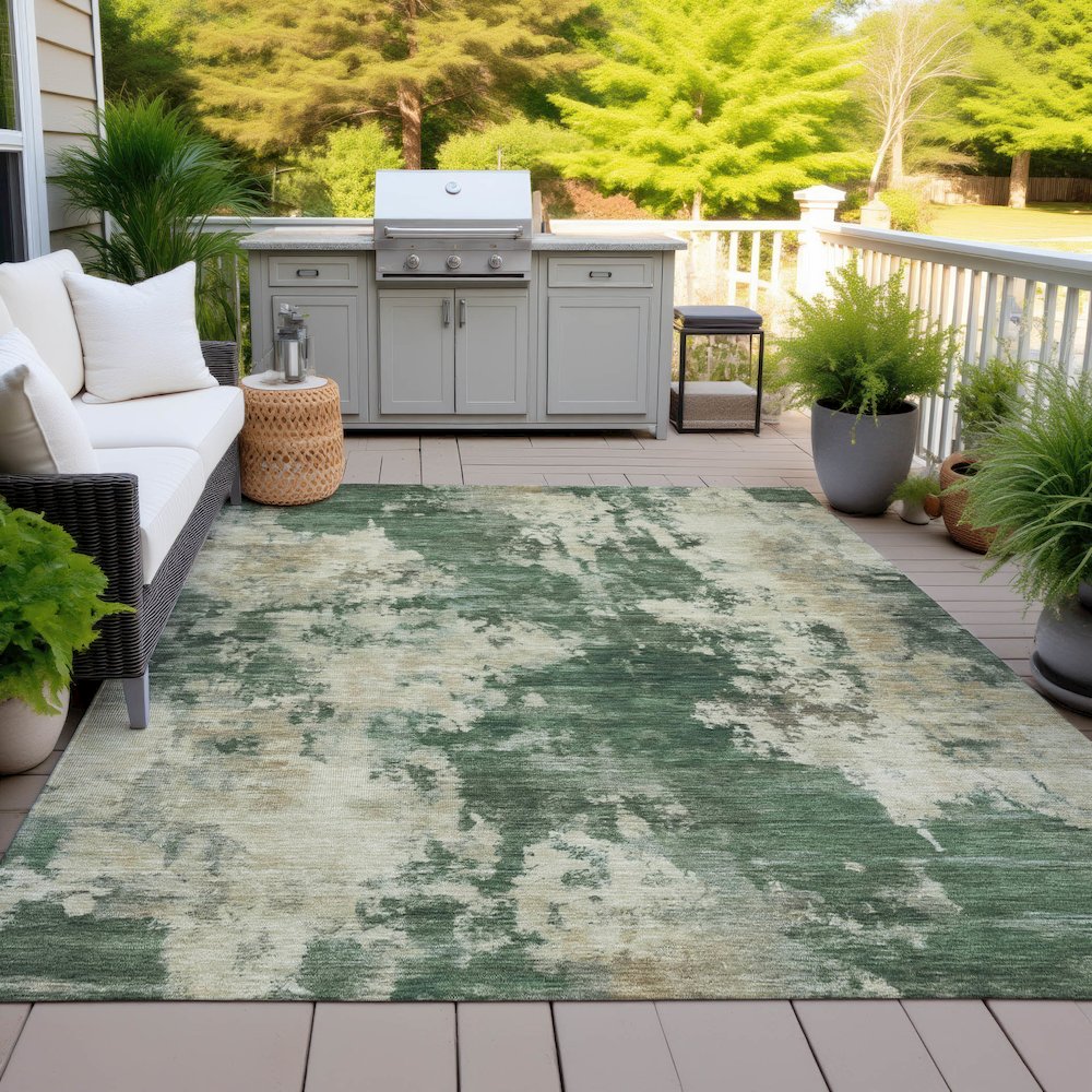 Machine Washable Indoor/Outdoor Chantille ACN2066 Fern 5' x 7'6" Rug. Picture 7