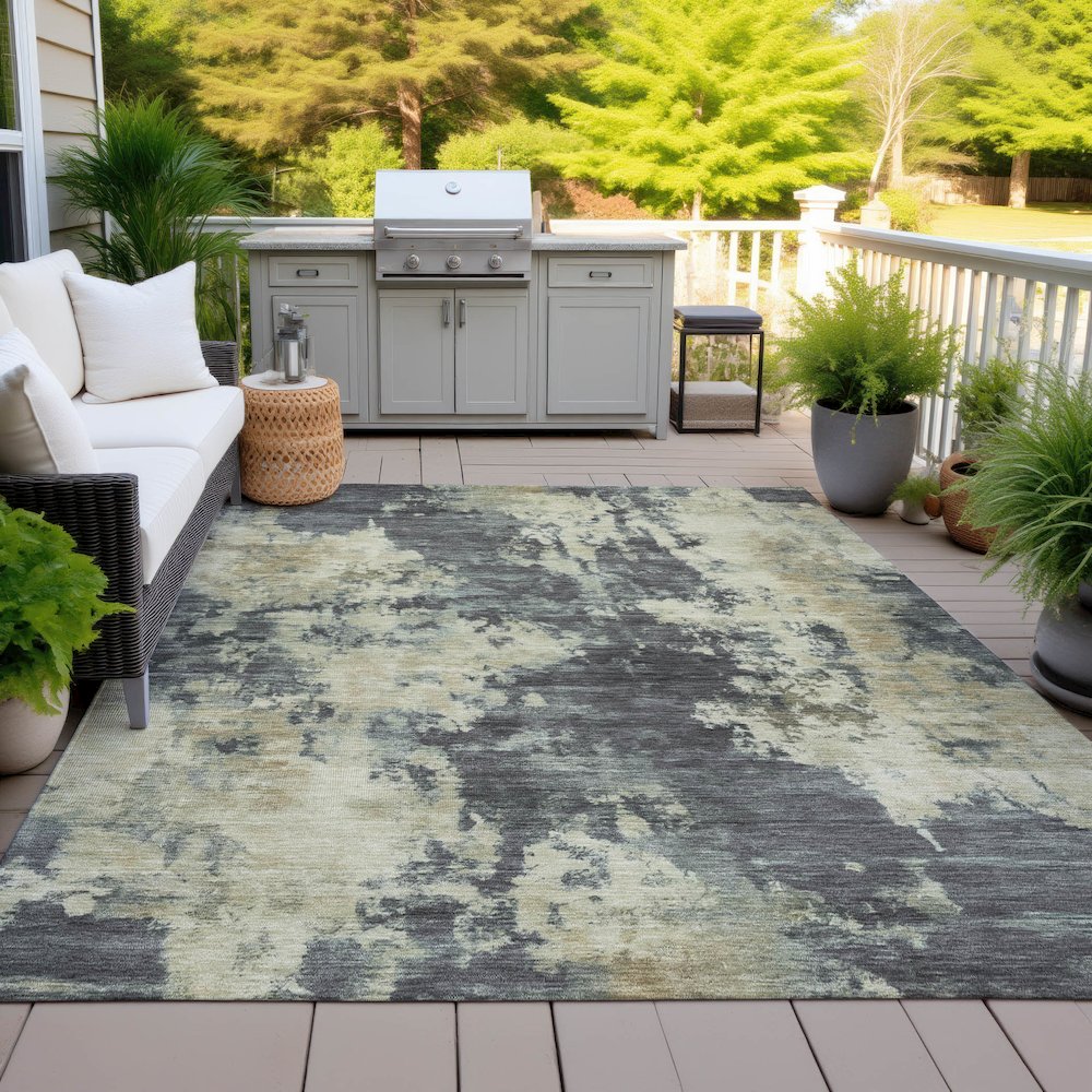 Machine Washable Indoor/Outdoor Chantille ACN2066 Gray 5' x 7'6" Rug. Picture 7