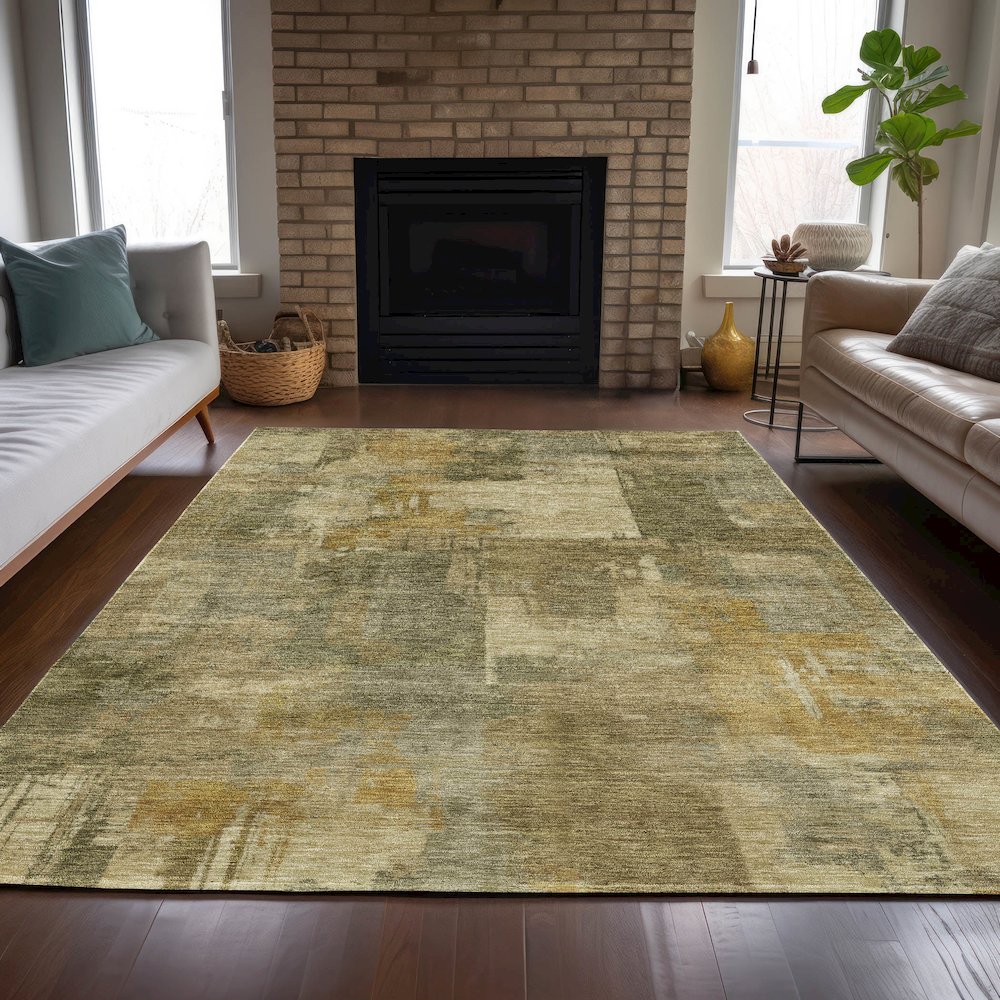 Machine Washable Indoor/Outdoor Chantille ACN2069 Khaki 5' x 7'6" Rug. Picture 6