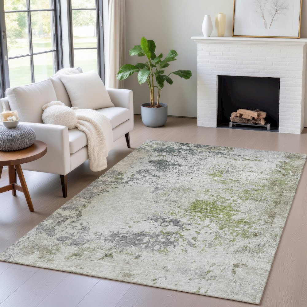 Machine Washable Indoor/Outdoor Chantille ACN2070 Linen 5' x 7'6" Rug. Picture 5
