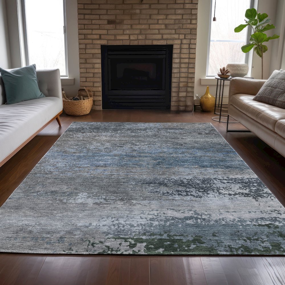 Machine Washable Indoor/Outdoor Chantille ACN2071 Pewter 5' x 7'6" Rug. Picture 6