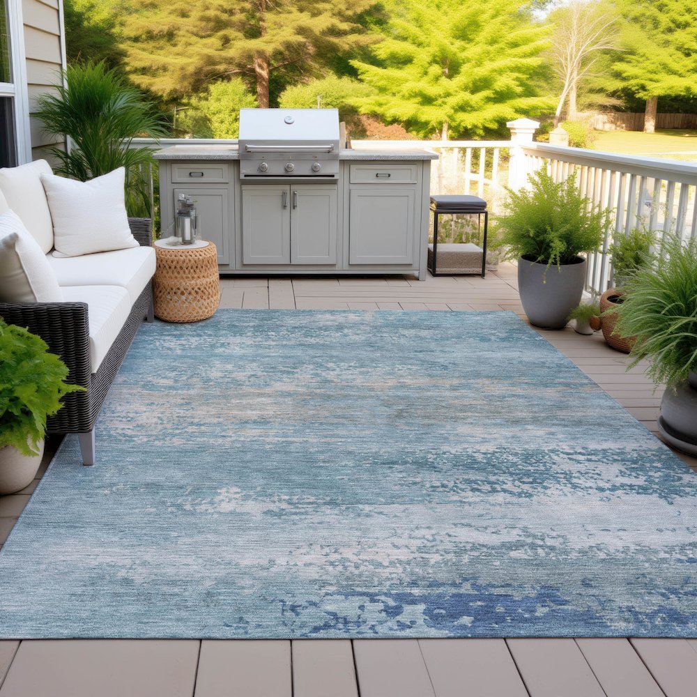 Machine Washable Indoor/Outdoor Chantille ACN2071 Sky 5' x 7'6" Rug. Picture 7