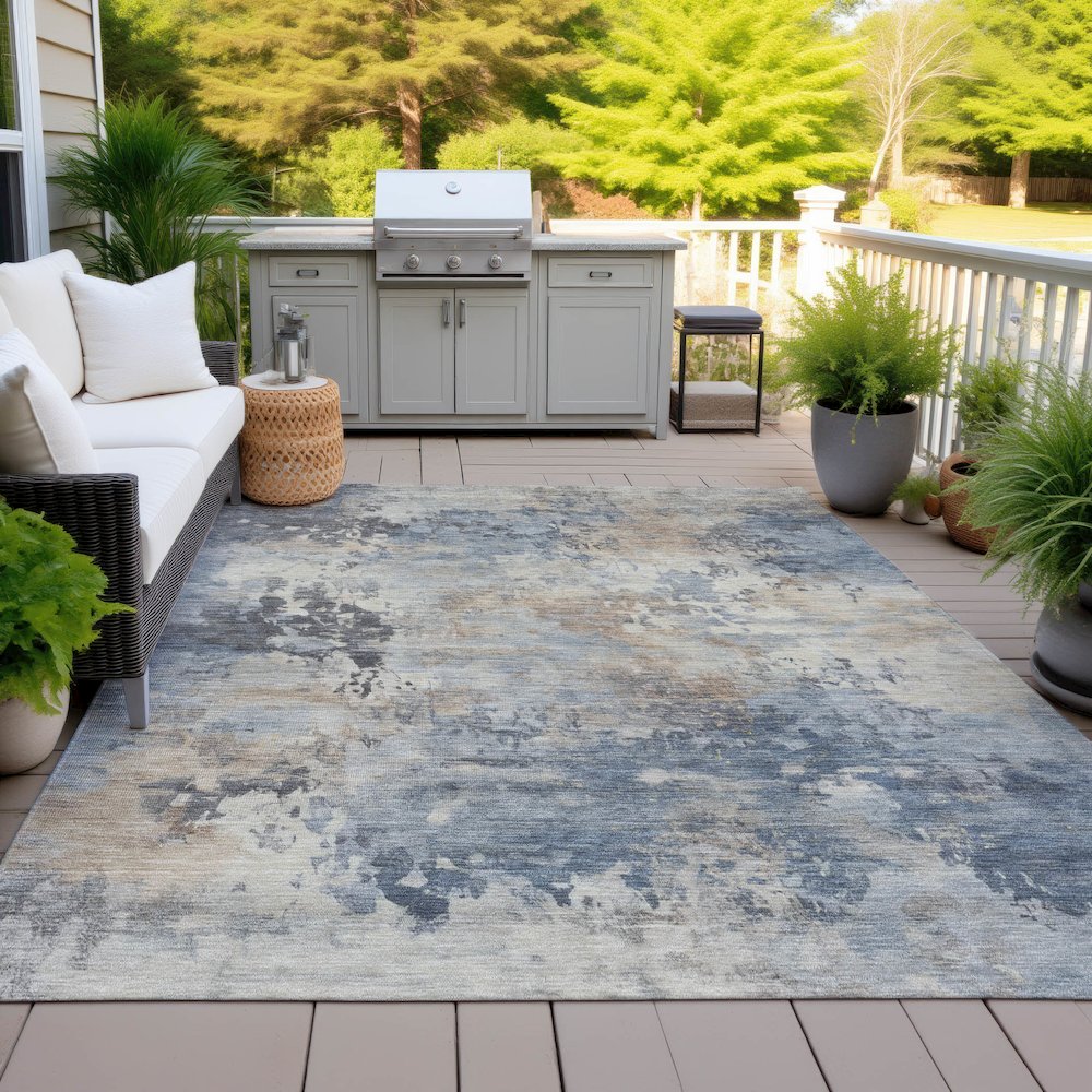 Machine Washable Indoor/Outdoor Chantille ACN2073 Denim 5' x 7'6" Rug. Picture 7