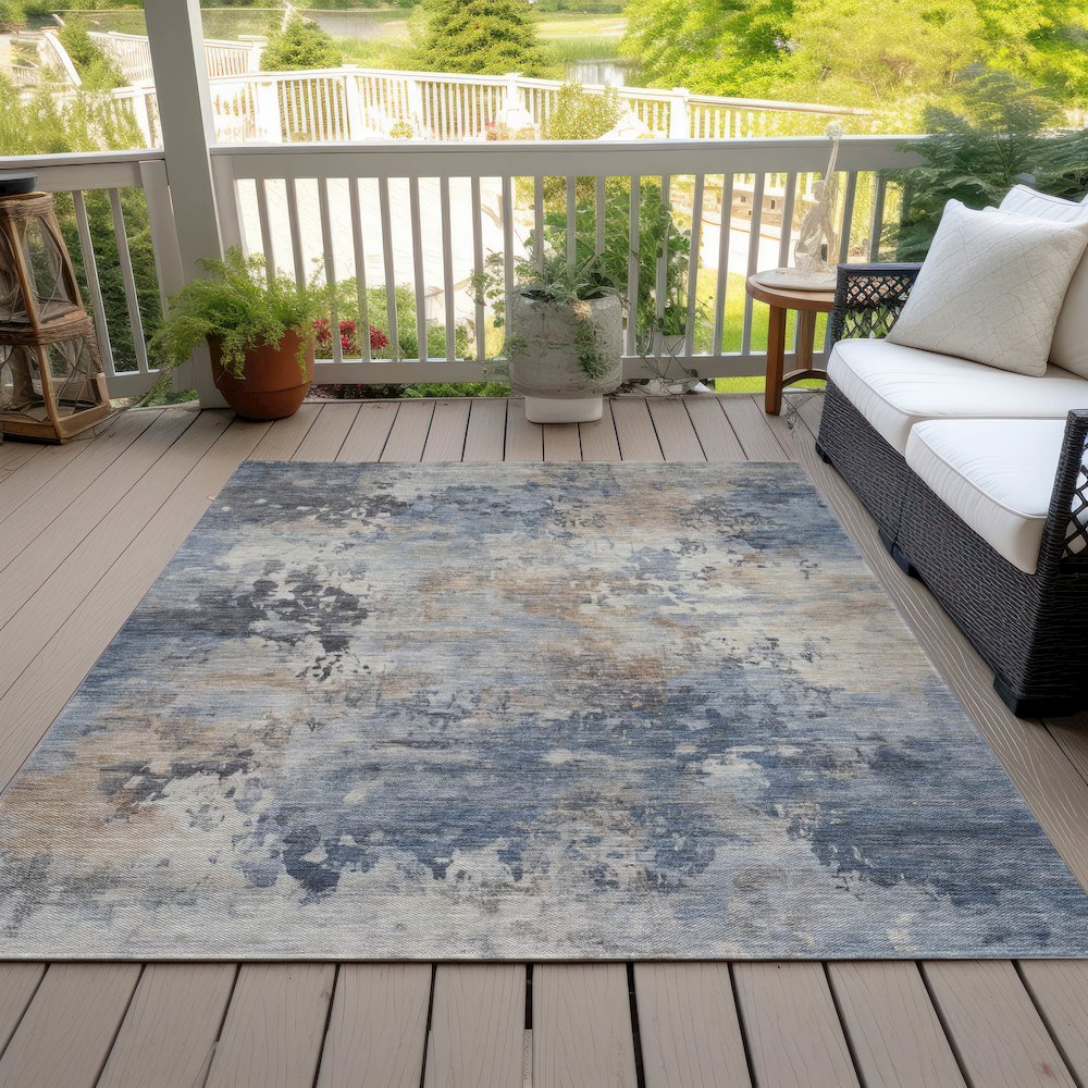 Machine Washable Indoor/Outdoor Chantille ACN2073 Denim 5' x 7'6" Rug. Picture 8