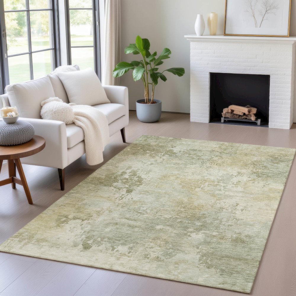 Machine Washable Indoor/Outdoor Chantille ACN2073 Sage 5' x 7'6" Rug. Picture 5