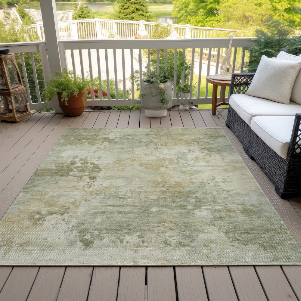 Machine Washable Indoor/Outdoor Chantille ACN2073 Sage 5' x 7'6" Rug. Picture 8