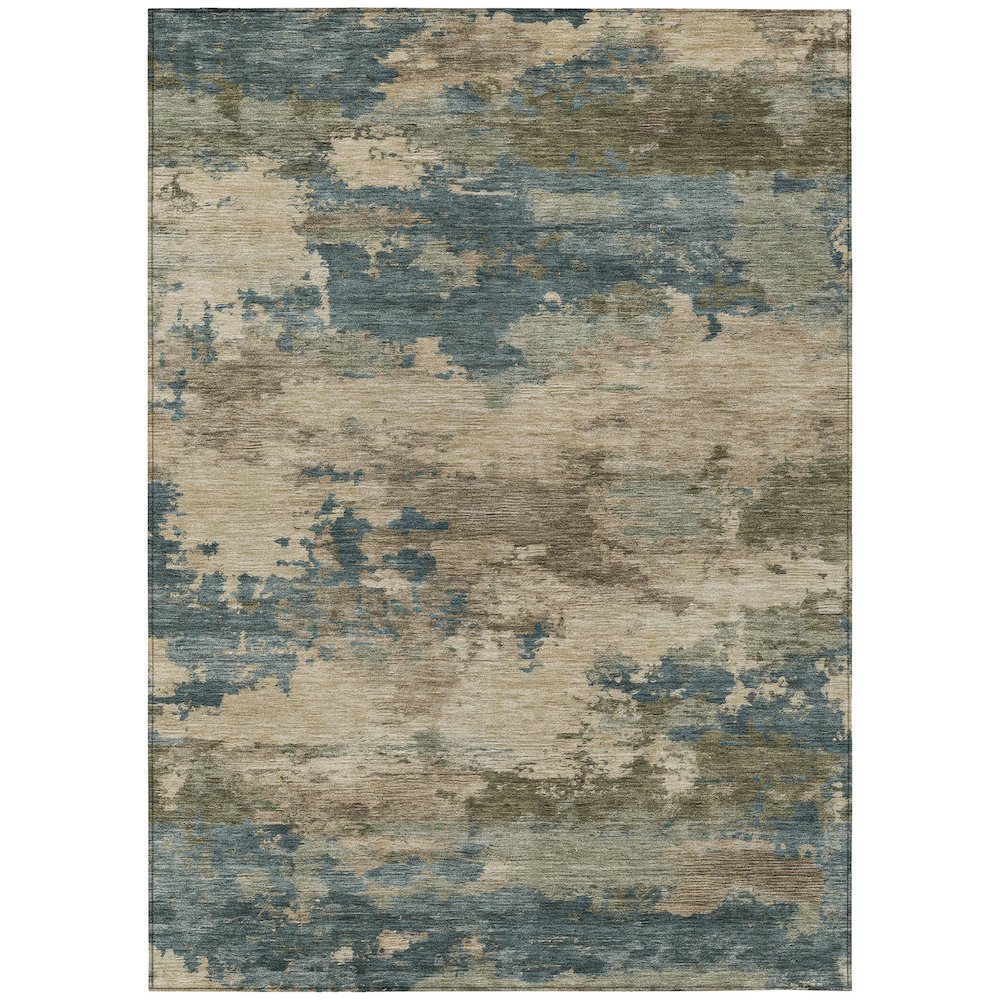 Machine Washable Indoor/Outdoor Chantille ACN2075 Teal 5' x 7'6" Rug. Picture 1