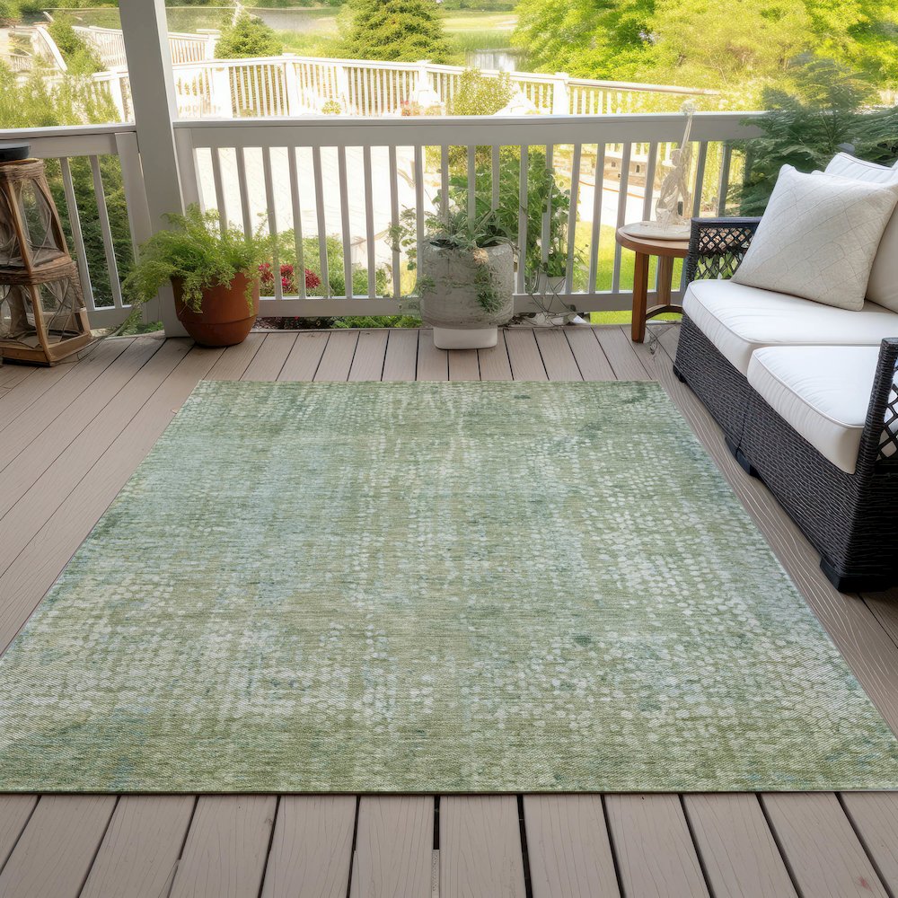 Machine Washable Indoor/Outdoor Chantille ACN2087 Green 5' x 7'6" Rug. Picture 8