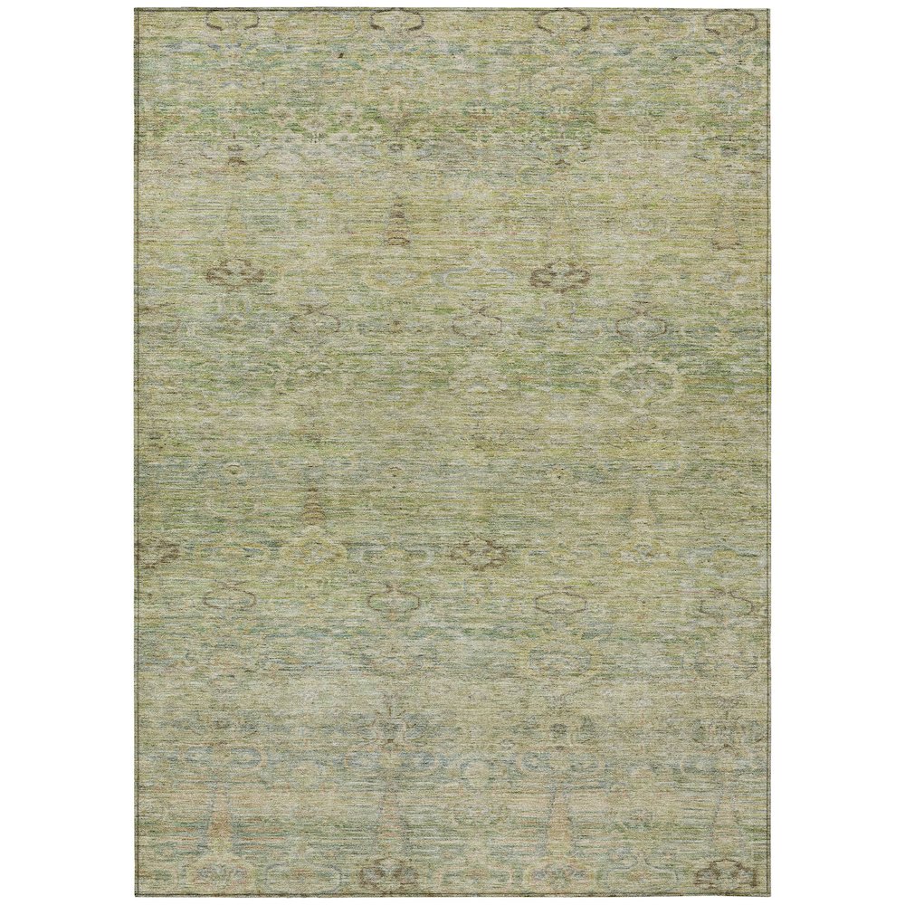 Machine Washable Indoor/Outdoor Chantille ACN2090 Green 5' x 7'6" Rug. Picture 1