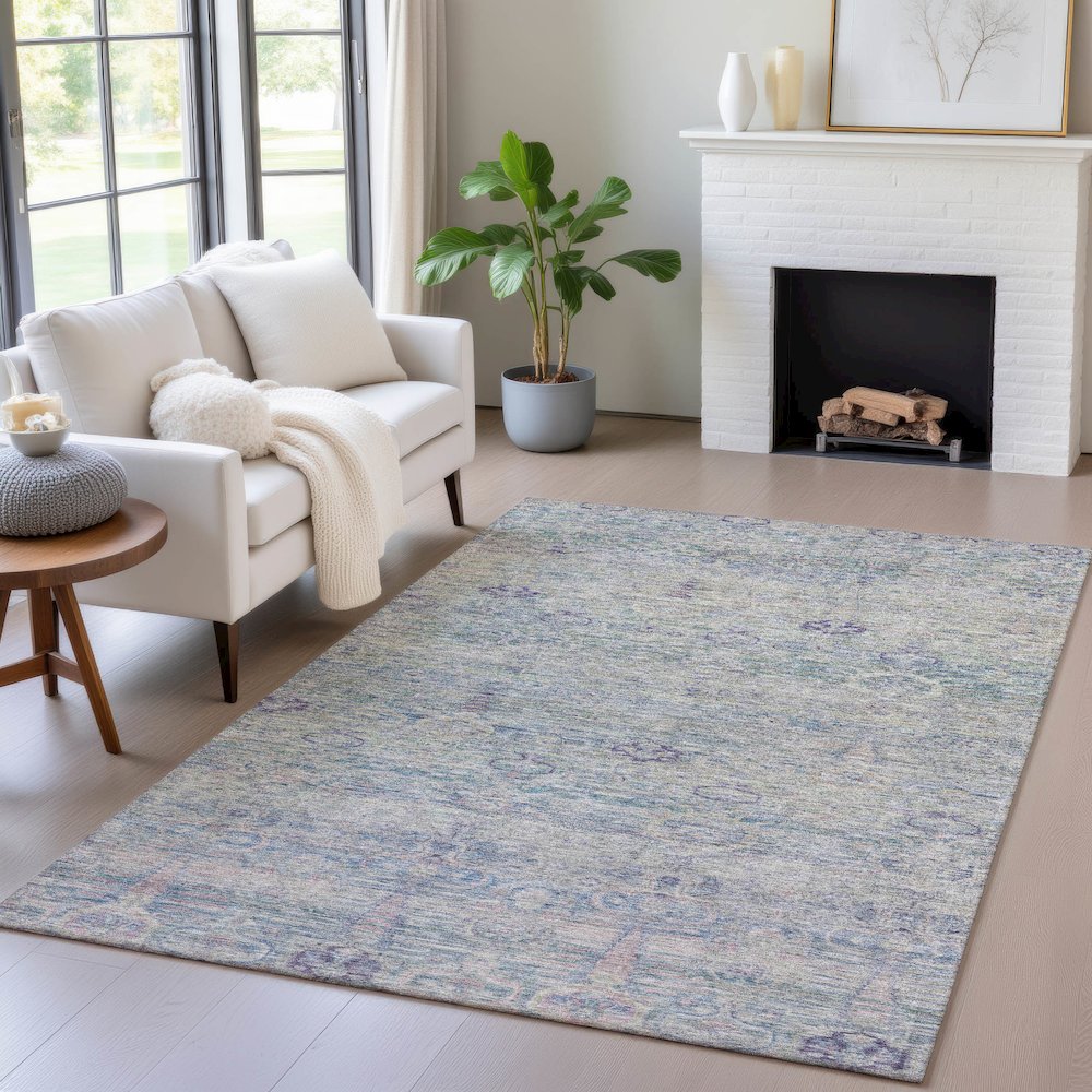 Machine Washable Indoor/Outdoor Chantille ACN2090 Plum 5' x 7'6" Rug. Picture 5