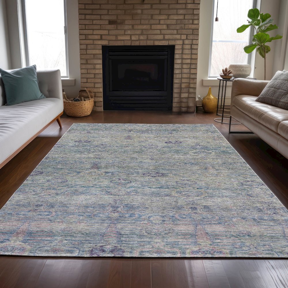 Machine Washable Indoor/Outdoor Chantille ACN2090 Plum 5' x 7'6" Rug. Picture 6