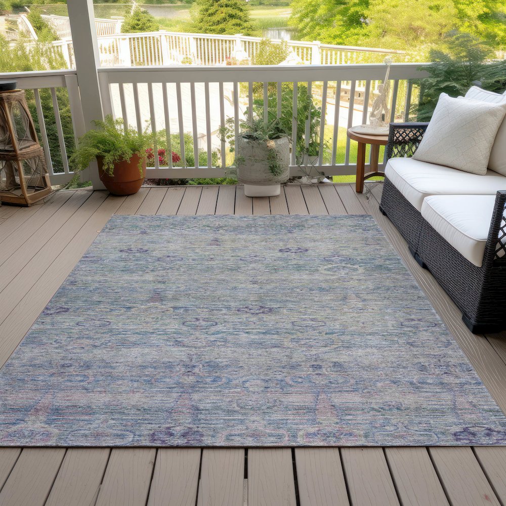 Machine Washable Indoor/Outdoor Chantille ACN2090 Plum 5' x 7'6" Rug. Picture 8
