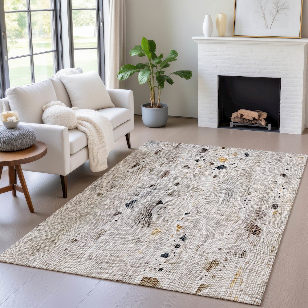 Machine Washable Indoor/Outdoor Chantille ACN2092 Linen 5' x 7'6" Rug. Picture 5
