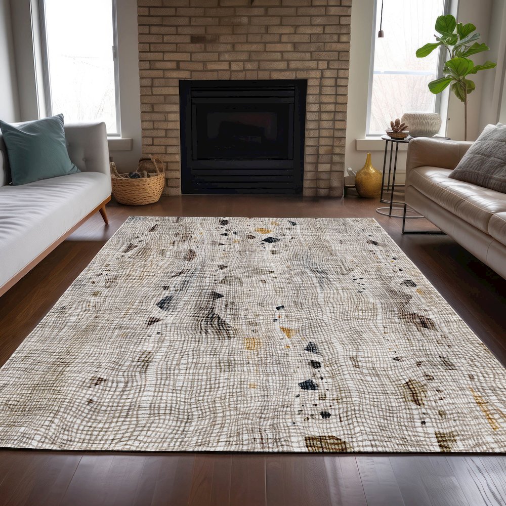 Machine Washable Indoor/Outdoor Chantille ACN2092 Linen 5' x 7'6" Rug. Picture 6
