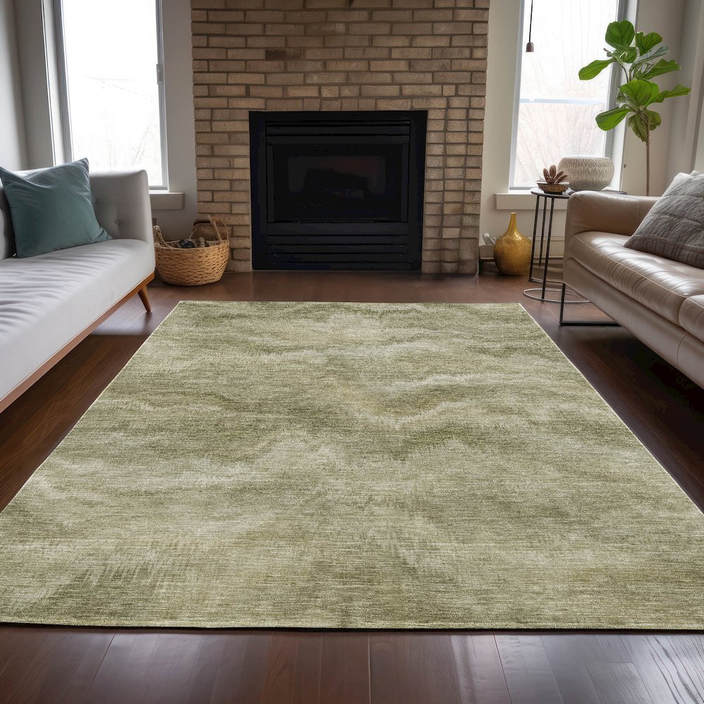 Machine Washable Indoor/Outdoor Chantille ACN2095 Sage 5' x 7'6" Rug. Picture 6