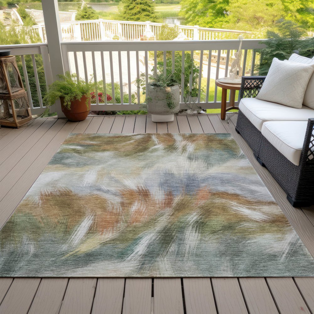 Machine Washable Indoor/Outdoor Chantille ACN2096 Beige 5' x 7'6" Rug. Picture 8