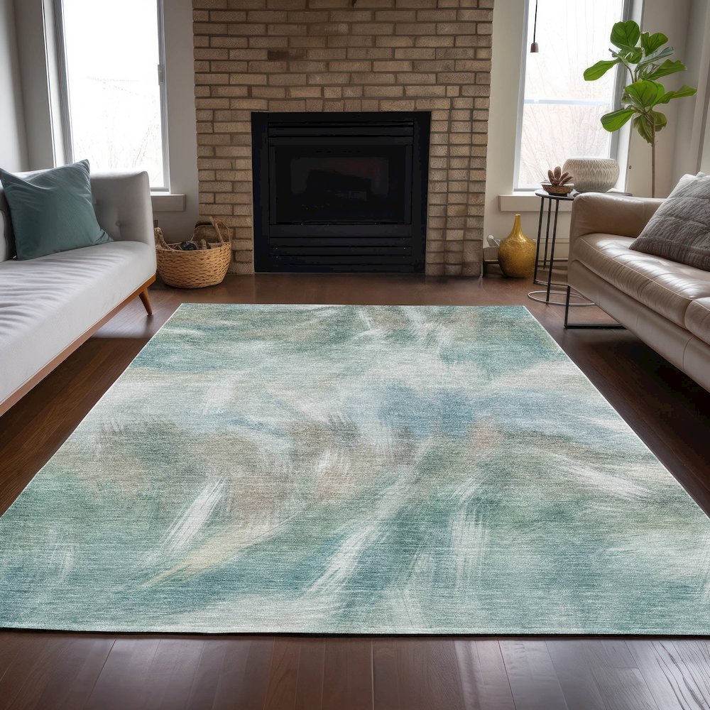 Machine Washable Indoor/Outdoor Chantille ACN2096 Sky 5' x 7'6" Rug. Picture 6