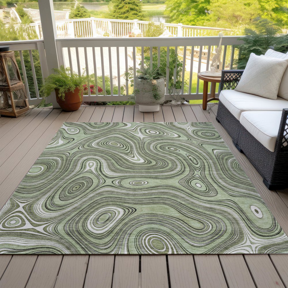 Machine Washable Indoor/Outdoor Chantille ACN2097 Aloe 5' x 7'6" Rug. Picture 8