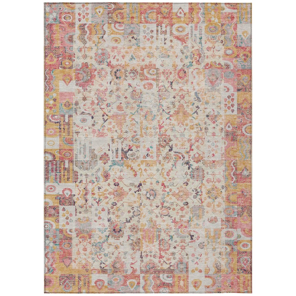 Machine Washable Indoor/Outdoor Chantille ACN2099 Pink 5' x 7'6" Rug. Picture 1