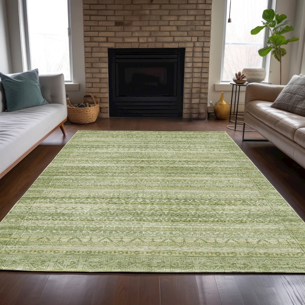 Machine Washable Indoor/Outdoor Chantille ACN2101 Sage 5' x 7'6" Rug. Picture 6